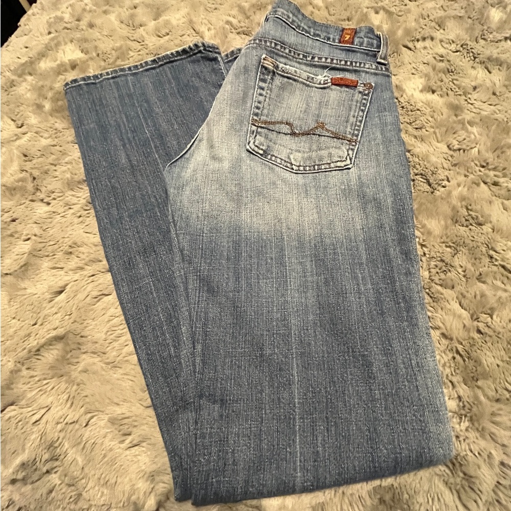 7 For All Mankind Blue Boot Cut Jeans